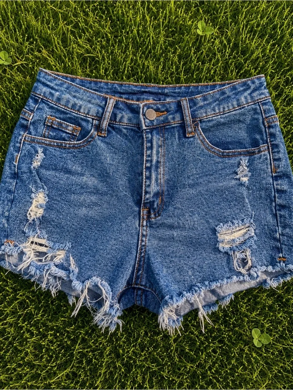 NEW Destroyed Distressed Acid Washed Denim Jean Shorts Size 16